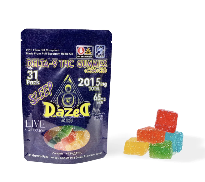 Dazed8 CBN + CBD + Delta 9 Sleep Gummies 2015mg